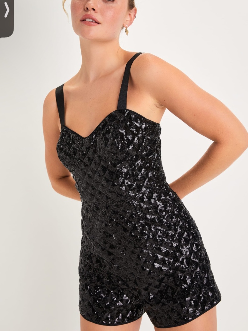 Lulus Alluring Glow Black Sequin Bustier Romper Size S NWT